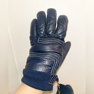 GRANDOE Vintage Luxury 💯 Leather Ski Glove in NAVY